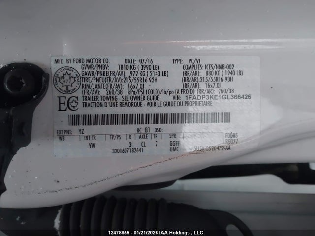 1FADP3KE1GL366426 Ford Focus