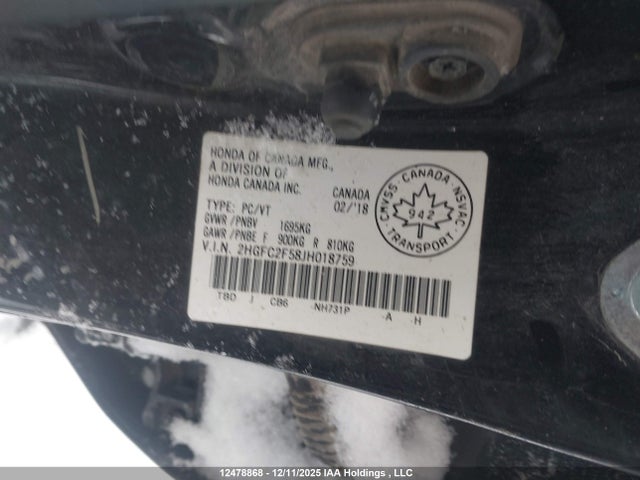 Продажа на аукционе авто 2018 Honda Civic, vin: 2HGFC2F58JH018759, номер лота: 12478868