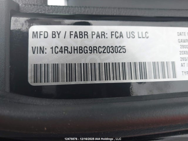1C4RJHBG9RC203025 Jeep Grand Cherokee Limited