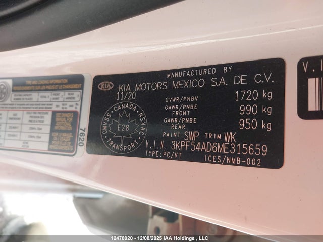 3KPF54AD6ME315659 KIA Forte Ex/ex Premium/ex+