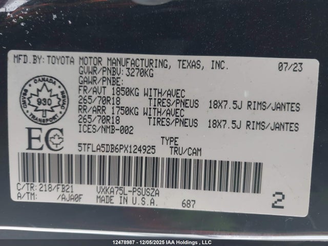Toyota v35a-fts 2023 5TFLA5DB6PX124925 Image 17