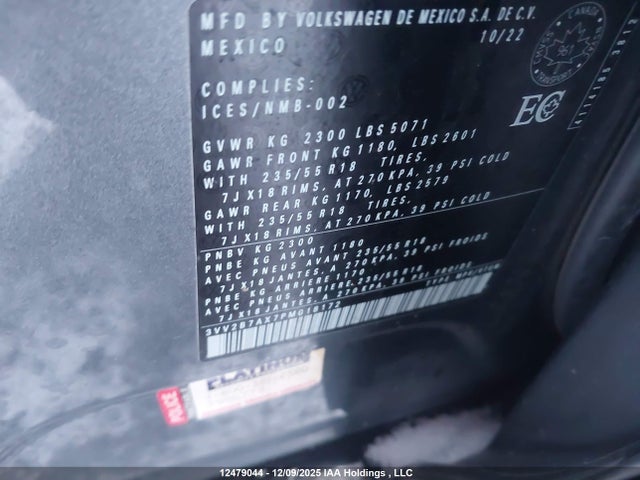 12479044 :رقم المزاد ، 3VV2B7AX7PM018172 vin ، 2023 Volkswagen Tiguan Comfortline مزاد بيع
