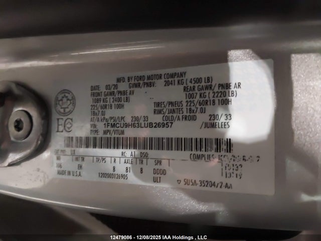 1FMCU9H63LUB26957 Ford ESCAPE SEL