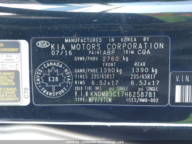 KNDMB5C17H6258781 KIA Sedona