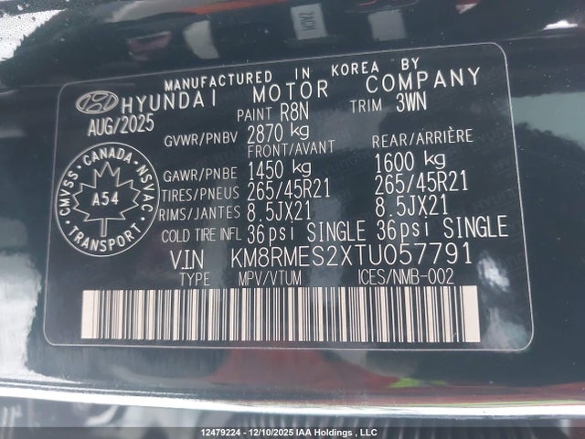 KM8RMES2XTU057791 Hyundai Palisade