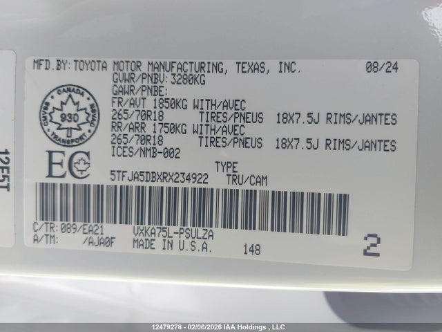 5TFJA5DBXRX234922 Toyota Tundra Crewmax Limited