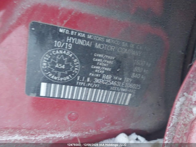 Продажа на аукционе авто 2020 Hyundai Accent, vin: 3KPC25A63LE106025, номер лота: 12479303