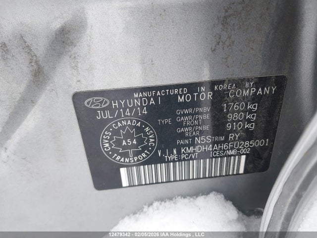 KMHDH4AH6FU285001 Hyundai Elantra Se/sport/limited