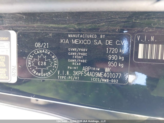 3KPF54AD9ME401077 KIA FORTE EX
