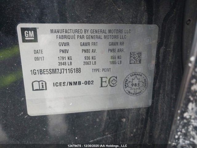 1G1BE5SM7J7116188 Chevrolet CRUZE LT