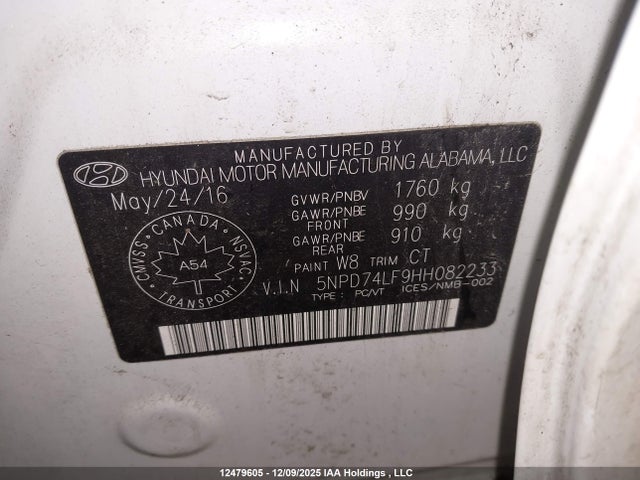 12479605 :رقم المزاد ، 5NPD74LF9HH082233 vin ، 2017 Hyundai Elantra Se مزاد بيع