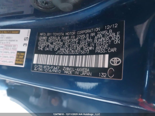 Продаж на аукціоні авто 2013 Toyota Prius V Two, vin: JTDZN3EU3D3215673, номер лоту: 12479610