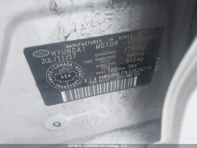 KMHD84LF8JU524276 Hyundai Elantra Gl Se