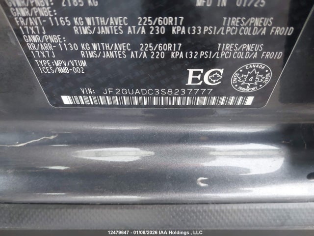 Aukcja sprzedaży 2025 Subaru Crosstrek Premium, vin: JF2GUADC3S8237777, numer aukcji: 12479647