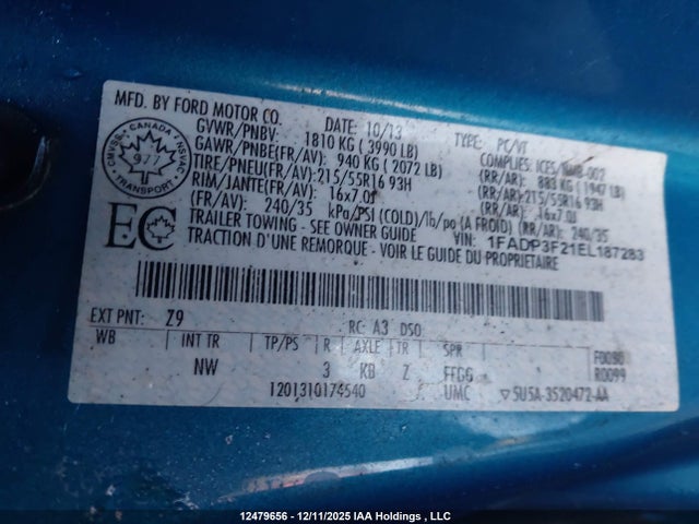 1FADP3F21EL187283 Ford FOCUS SE