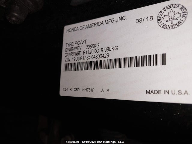 Acura TLX 2019 19UUB1F34KA800429 Image 9