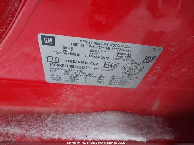 1GCVKPEH8GZ234870 Chevrolet Silverado 1500 Custom