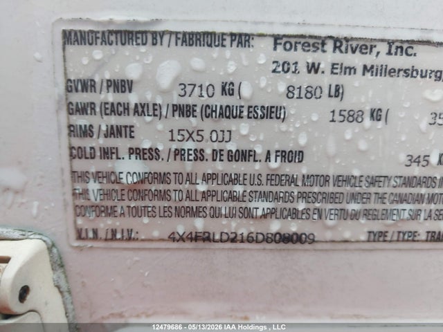 Aukcja sprzedaży 2006 Forest River , vin: 4X4FRLD216D808009, numer aukcji: 12479686