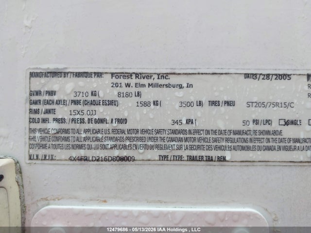 Aukcja sprzedaży 2006 Forest River , vin: 4X4FRLD216D808009, numer aukcji: 12479686
