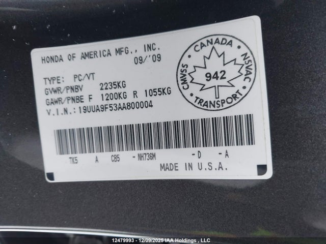 Aukcja sprzedaży 2010 Acura Tl, vin: 19UUA9F53AA800004, numer aukcji: 12479993