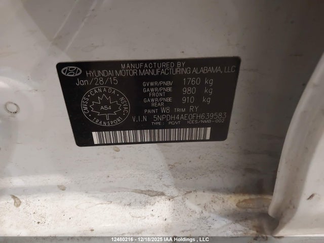 5NPDH4AE0FH639583 Hyundai Elantra