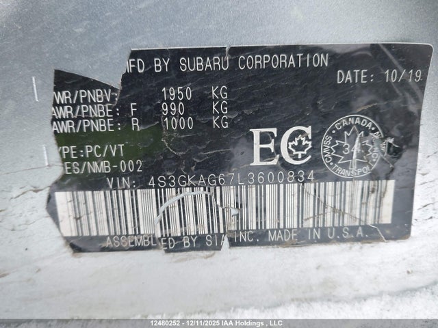 4S3GKAG67L3600834 Subaru Impreza