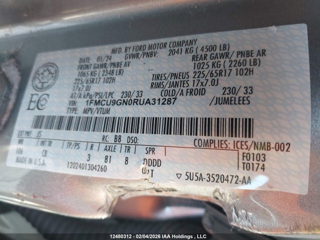 1FMCU9GN0RUA31287 Ford Escape