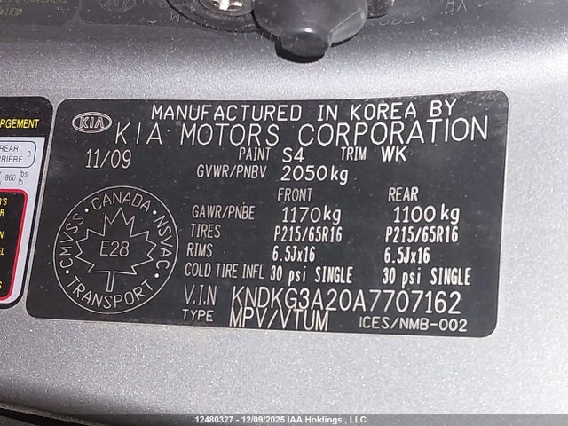 12480327 :رقم المزاد ، KNDKG3A20A7707162 vin ، 2010 Kia Sportage 10th Anniversary Edition/lx مزاد بيع