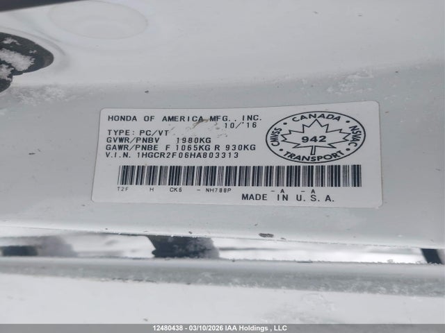 1HGCR2F06HA803313 Honda Accord Touring