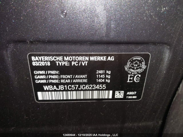 2018 Bmw 530e Xdrive Iperformance მანქანა იყიდება აუქციონზე, vin: WBAJB1C57JG623455, აუქციონის ნომერი: 12480644