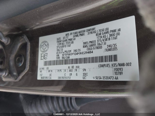 1FTFW1EG4HKE29484 Ford F-150 Xlt