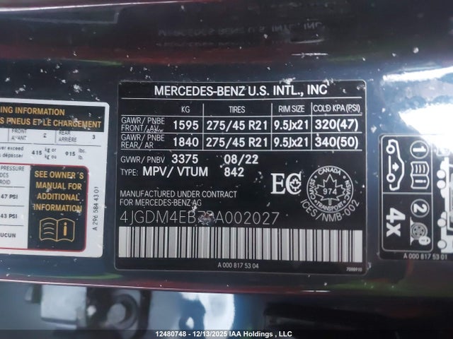 4JGDM4EB7PA002027 Mercedes-Benz Eqs 580 4matic