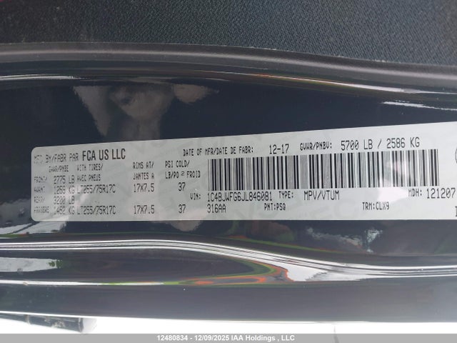 1C4BJWFG6JL846081 Jeep Wrangler Unlimited Rubicon