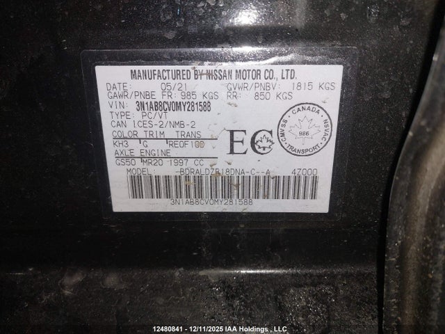 3N1AB8CV0MY281588 Nissan SENTRA SV