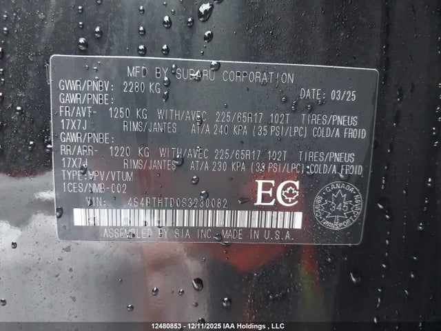 Aukcja sprzedaży 2025 Subaru Outback Wilderness, vin: 4S4BTHTD0S3230082, numer aukcji: 12480853