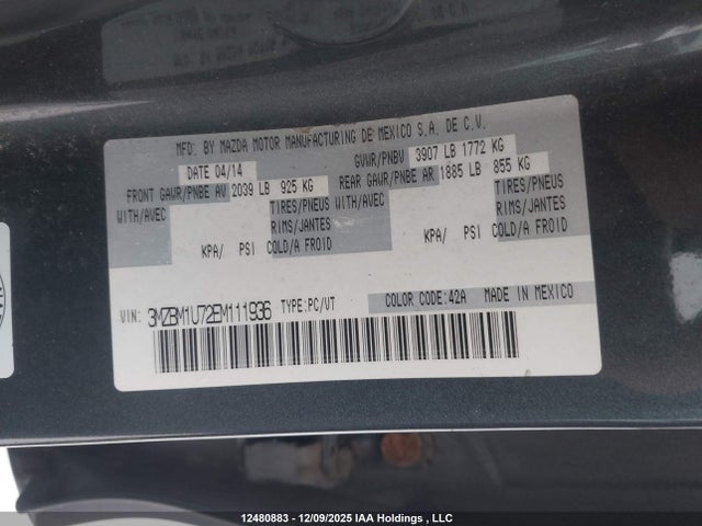 Продаж на аукціоні авто 2014 Mazda Mazda3 Gx-sky, vin: 3MZBM1U72EM111936, номер лоту: 12480883