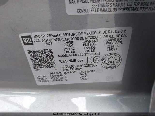 3GTUUCED3SG367637 GMC Sierra K1500 Elevation