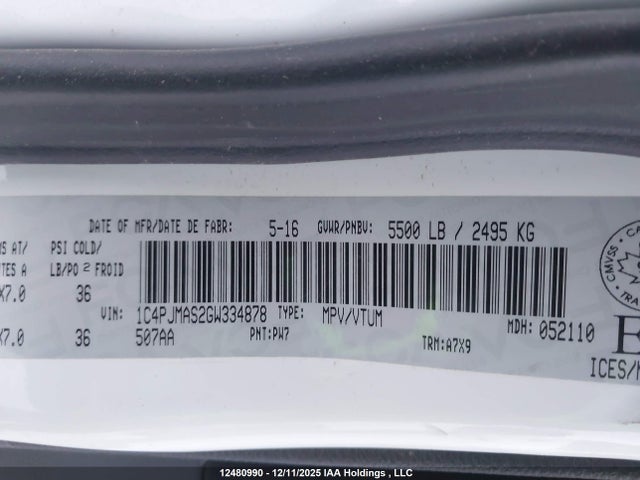 1C4PJMAS2GW334878 Jeep Cherokee Sport