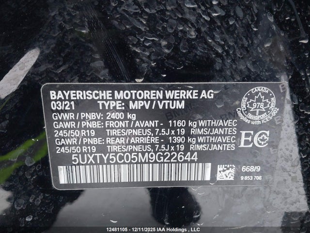 5UXTY5C05M9G22644 BMW X3 Xdrive30i