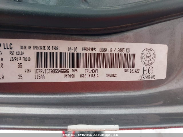 Aukcja sprzedaży 2011 Ram Ram 1500 Slt, vin: 1D7RV1CT0BS546606, numer aukcji: 12481142
