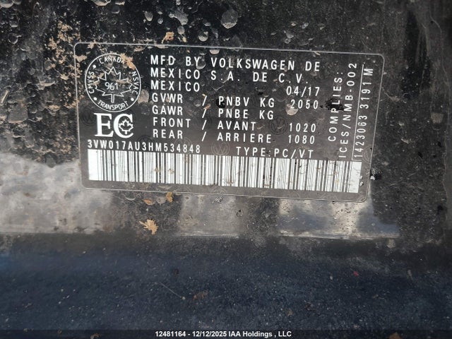 3VW017AU3HM534848 Volkswagen GOLF SPORTWAGEN