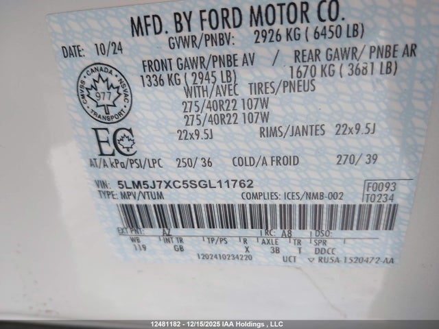 5LM5J7XC5SGL11762 Lincoln Aviator