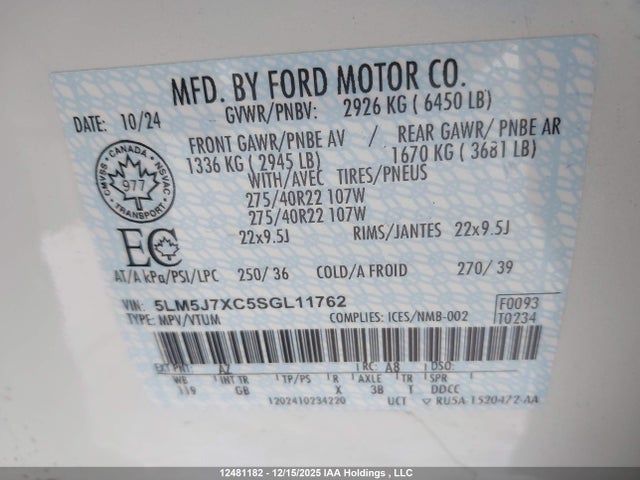 5LM5J7XC5SGL11762 Lincoln Aviator