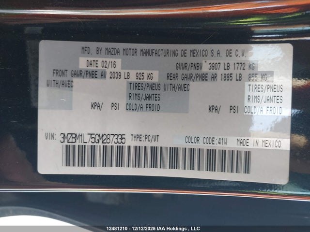 3MZBM1L75GM287335 Mazda MAZDA3