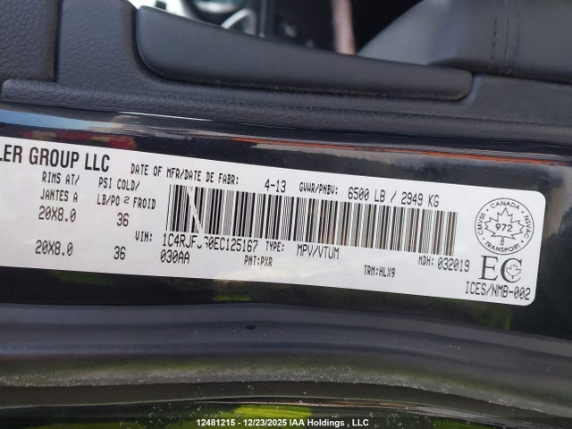 1C4RJFJG0EC125167 Jeep Grand Cherokee Summit