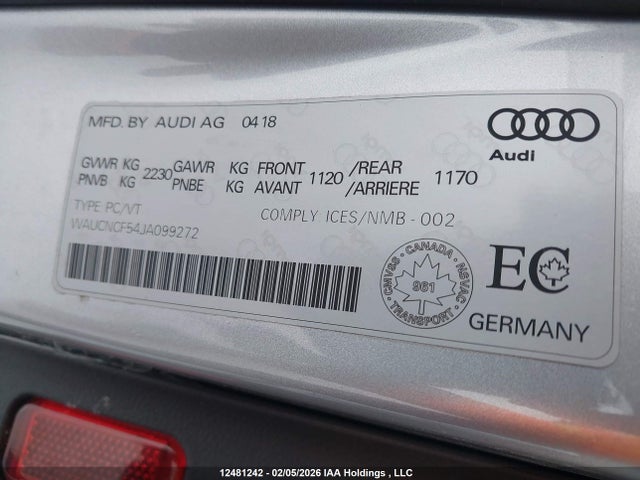 WAUCNCF54JA099272 Audi A5 2.0t Technik