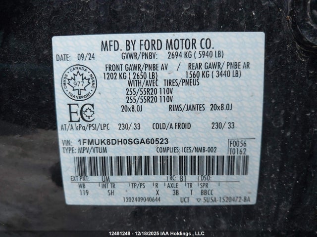 1FMUK8DH0SGA60523 Ford Explorer Active