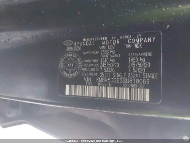 Продаж на аукціоні авто 2025 Hyundai Palisade Limited, vin: KM8R5DGE3SU818069, номер лоту: 12481388