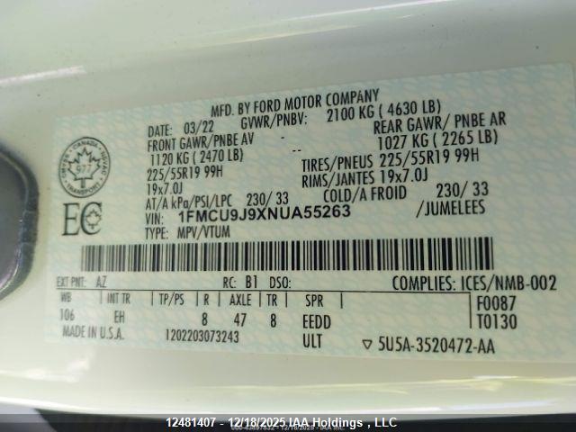 1FMCU9J9XNUA55263 Ford FORD