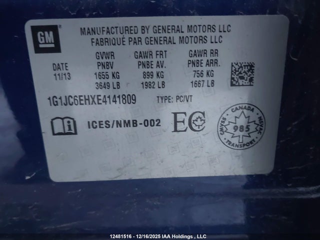 1G1JC6EHXE4141809 Chevrolet Sonic Lt Auto